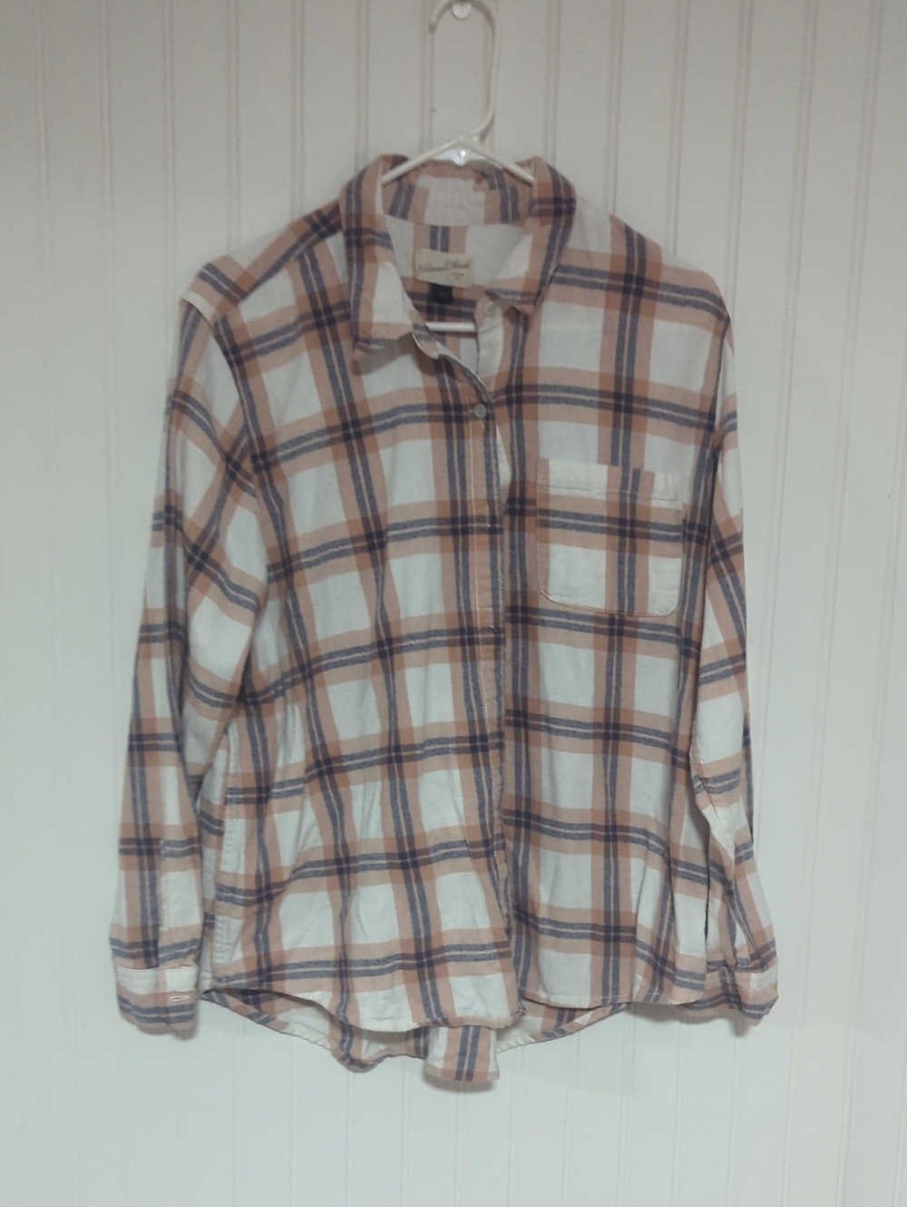 Universal Thread White, Tan & Navy Plaid Button-Down Shirt for Kids